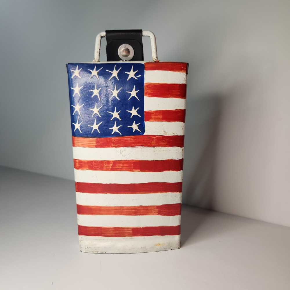 Vintage Cowbell Hand Painted As An American Flag